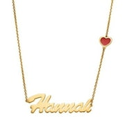 Personalized Women's Gold Plated Script Name with Enamel Heart Necklace