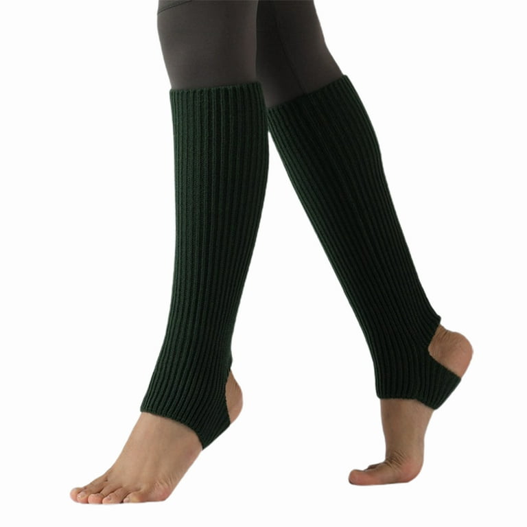 Women Girl Knitted Warm Knee High Stirrup Yoga Sport Dance Leg Warmers Socks  