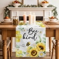 thumbnail image 3 of Watercolor Bee Sunflower Green Leaf Table Runner 90 Inches Long,Kitchen Dining Tablerunners Country White Yellow Flower Linen Table Runners Dresser Scarves for Home Dinner Wedding Holiday Party Decor, 3 of 9