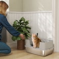 thumbnail image 2 of PawHut XL Stainless Steel Litter Box, High Sided Cat Litter Box with Scoop, 2 of 10