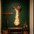 thumbnail image 2 of Festive Lighted Christmas Wall Decoration with a Santa Sleigh Pulled by Two Reindeer, Cascading LED Hanging Pendant for Indoor Wall, Doorway and Fireplace Corner Decor (Red Gold), 2 of 5