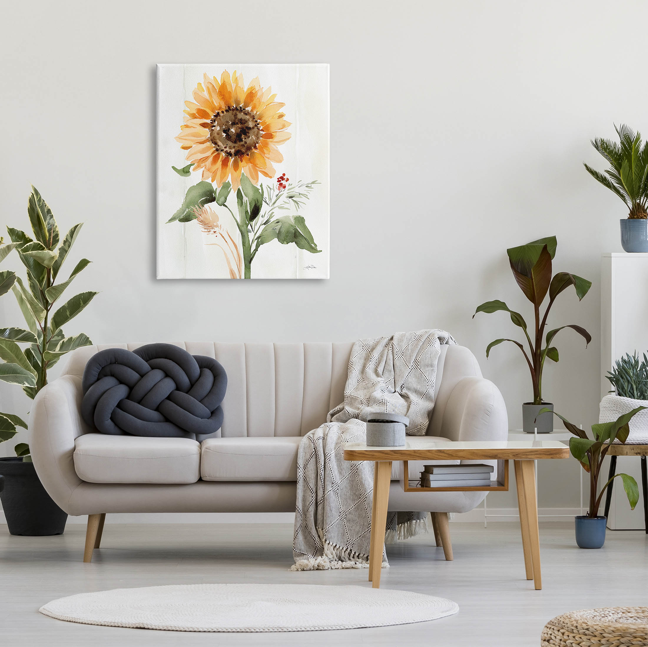 Stupell Industries Country Sunflower Botanicals Graphic Art Gallery Wrapped Canvas Print Wall Art, Design by Katrina Pete