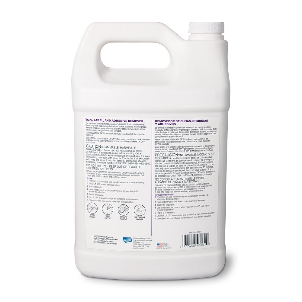 Lift Off 40801 Tape, Label, and Adhesive Remover Safely Removes Stickers, Glue, Decals, Sticky Residues, Gallon, Pack of 1