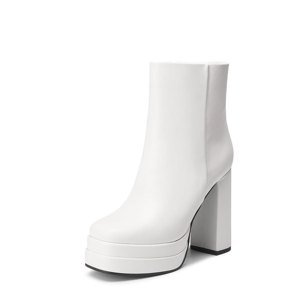 Botines de Plataforma para Mujer Dream Pairs Gogo Blancos con Tacón de 5 cm