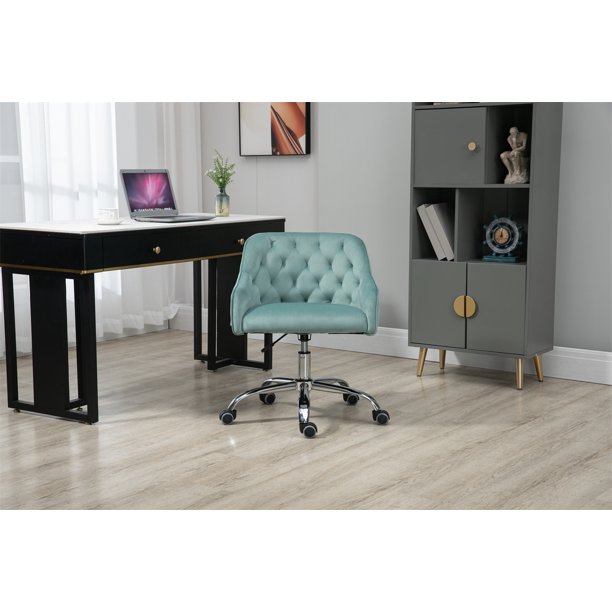 Swivel Shell Chair, Adjustable Vanity Chair with Armrest, Padded Back