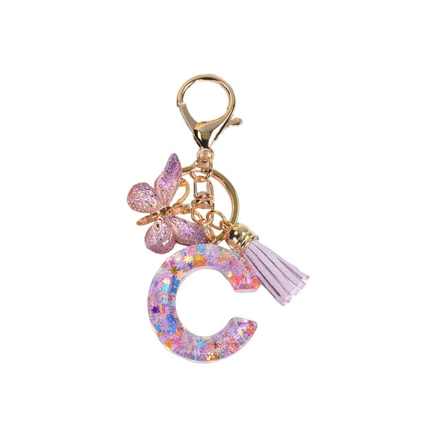 Porte-clés en Résine Ornements Filles Alphabet Anglais
