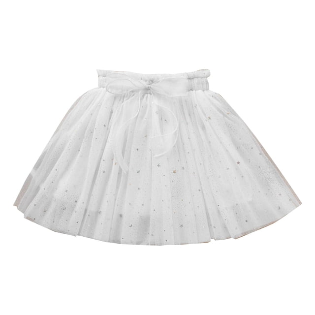 LUOGENLI Robe Petite Enfant Filles Jupe en Tulle Tutu Jupe de Danse Filles Jupe en Filet Demi-Jupe Jupe Courte Fils Jupe Princesse Jupe Maxi Ensembles Filles Tenue 2 Pcs Décontractée Blanc 3-4 Ans