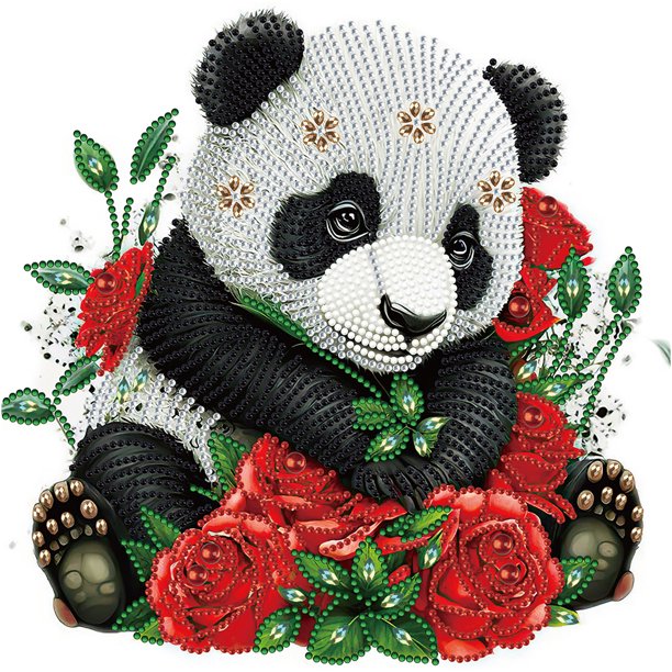 Con Forma Especial Parcial Bricolaje Panda Rosa 30x30cm