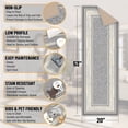 thumbnail image 6 of Ottomanson Border Bathroom Runner Rug 20" x 53" - Non Slip Low Pile Carpet, Light Gray, 6 of 14