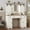White&3 Drawer, variant on Farmhouse Makeup Vanity Desk with Lighted Hollywood Mirror and Storage for Bedroom,Large Vanity Desk with Charging Station, Dressing Table with Shelves & 3 Drawers & 2 Cabinets, Lights Adjustable