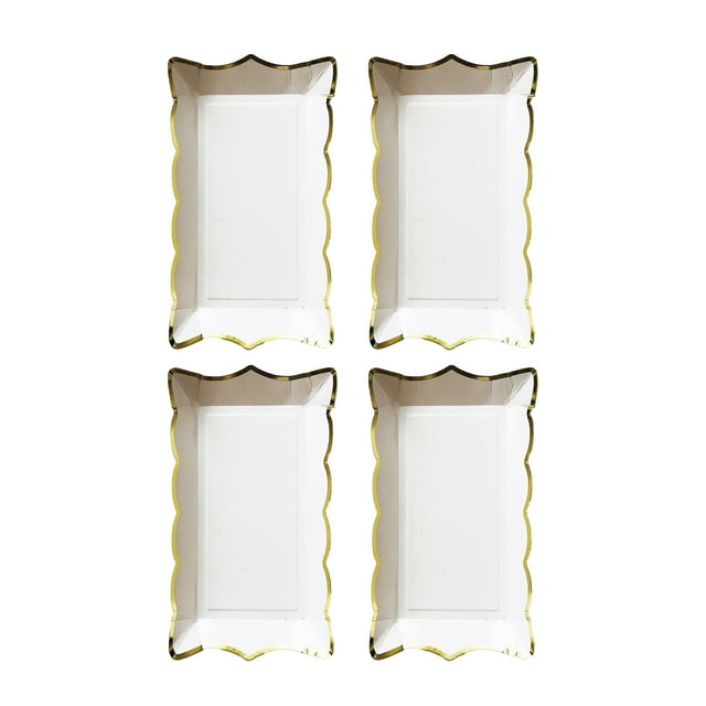 Visland 4 Pcs/Set Disposable Fruit Plate Colorful Rectangular Disposable Tableware Plate for Picnic