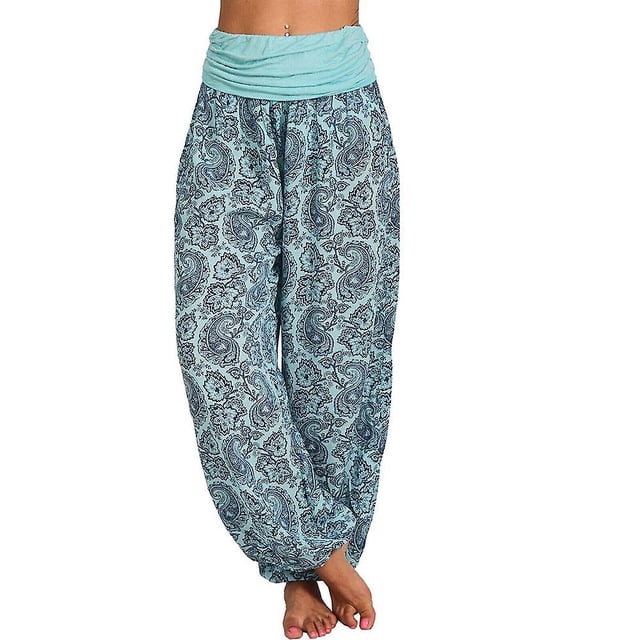 Pantalones de harén de pierna ancha para mujer Aladdin Boho Hippy Pantalones de yoga sueltos Tallas grandes-Azul cielo-S Computadora Computadora Computadora portátil
