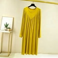 thumbnail image 2 of BUIGTTKLOP Womens Nightgowns Long Sleeve Sleepwear Crewneck Pleated Loungewear Loose Comfy Nightgowns, 2 of 6