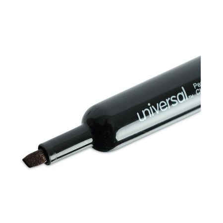 Universal Permanent Markers, Chisel Tip, Black, Dozen