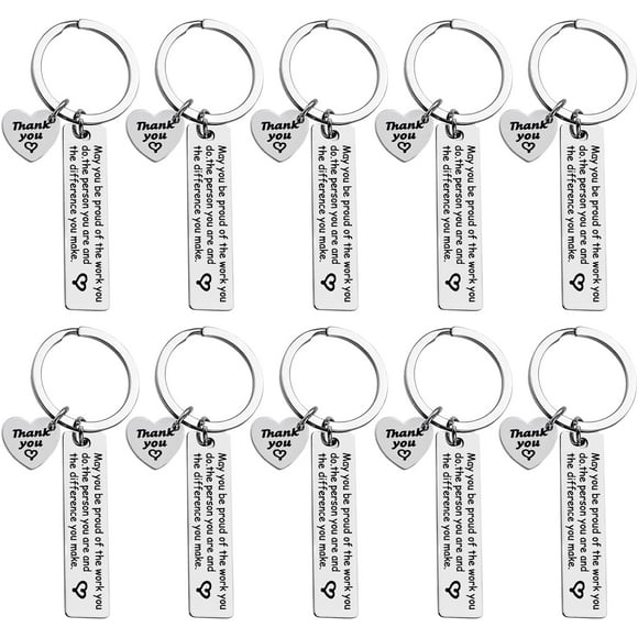 ATBUSS 10pcs Gratitude Keychain, Stainless Steel Keychain, Good Luck Keychain, Going Away Gifts, Personalized Gifts, Good for Thanksgiving, Christmas, Graduation, Retirement