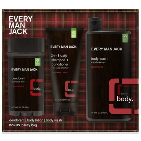 Every Man Jack 2-in-1 Cedarwood Men's Body Kit w/ Dopp Bag, 3 (Best Dopp Kit Bag)