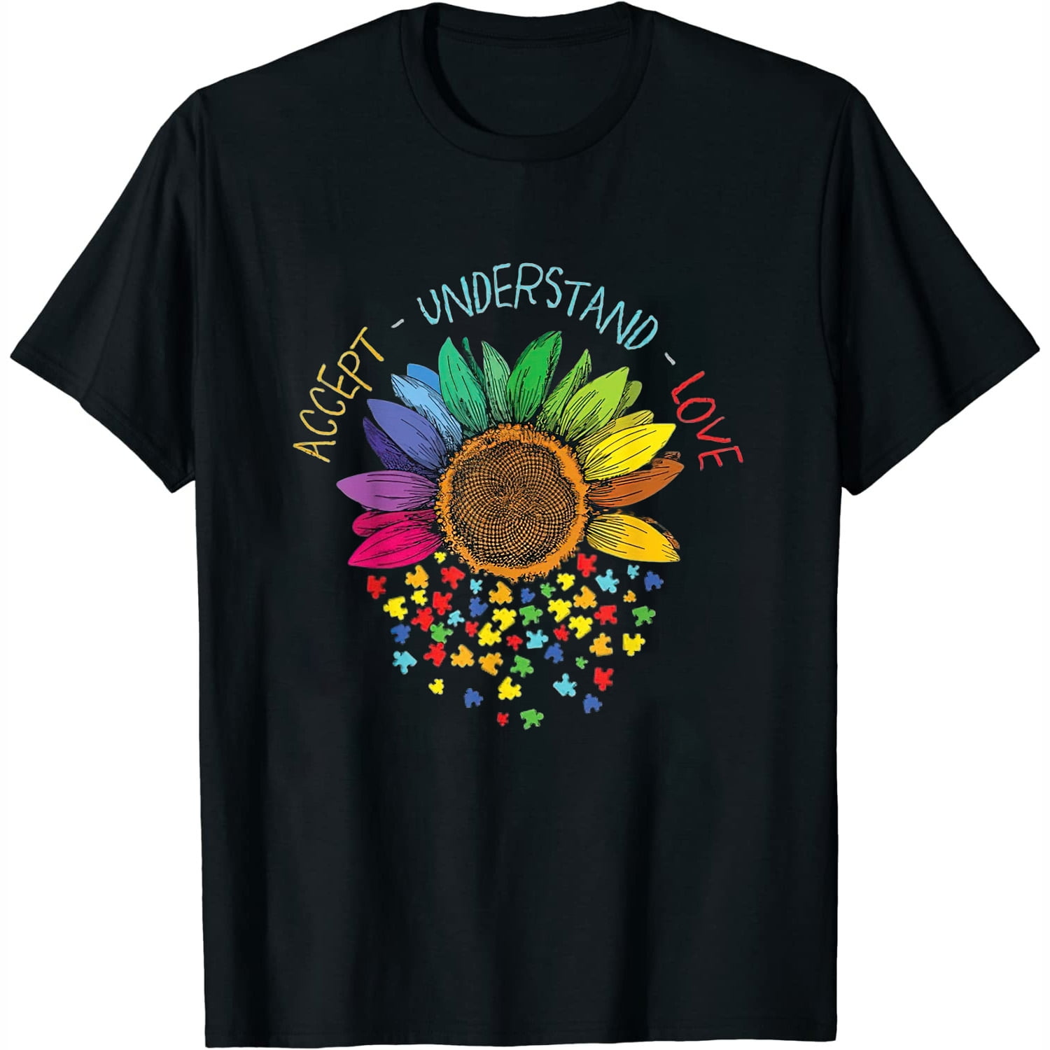 Womens Autism Awareness Accept Understand Love Asd Rainbow Flower