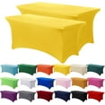 thumbnail image 1 of GFDYREE 2 Pack 6ft Stretch Spandex Yellow Table Cover for Standard Folding Tables - Universal Rectangular Fitted Tablecloth Protector for Wedding, Banquet and Party, 1 of 7