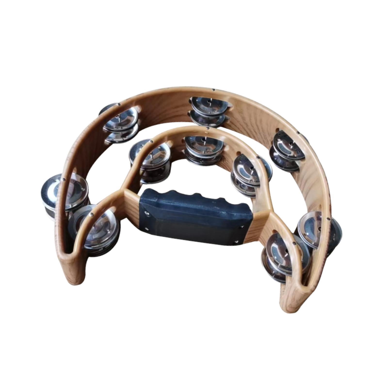 JWQFBC Double Row Tambourine Hand Bell Compact Half Moon Percussion Drum Favors Musical