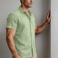 thumbnail image 5 of Men's Linen Short Sleeve Shirts Cotton Casual Lightweight Button Down Shirt Beach Vacation Summer Top Beach Shirt Mint Green M, 5 of 9