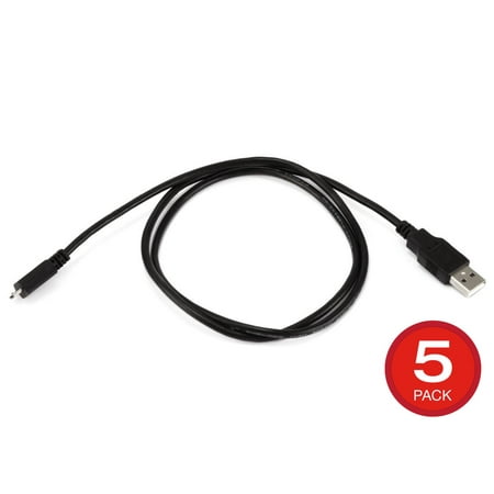 UPC: 0889028140598 | Monoprice USB Type-A to Micro Type-B 2.0 Cable – Black – 3 Feet (5-Pack) 5-Pin 28/28AWG  For Smartphones and Tablets