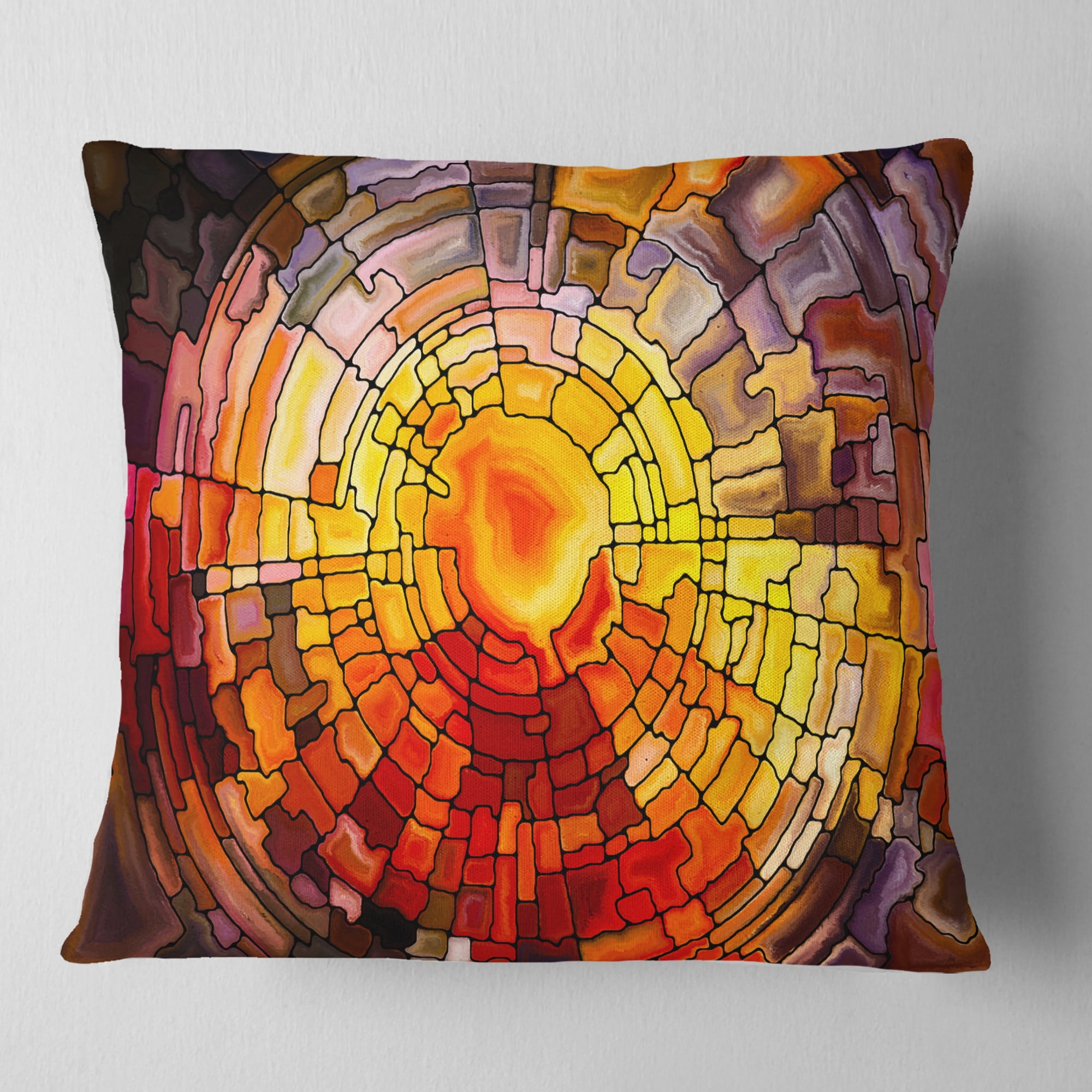 Designart Return of Stained Glass - Contemporary Throw Pillow - 16x16