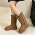 thumbnail image 2 of Rokment Women's Mid Calf Platform Winter Boots Fashion Warm Suede Fuzzy Thicken Fleece Lined Comfortable Flat Non Slip Snow Dress Tall Boots, 2 of 6