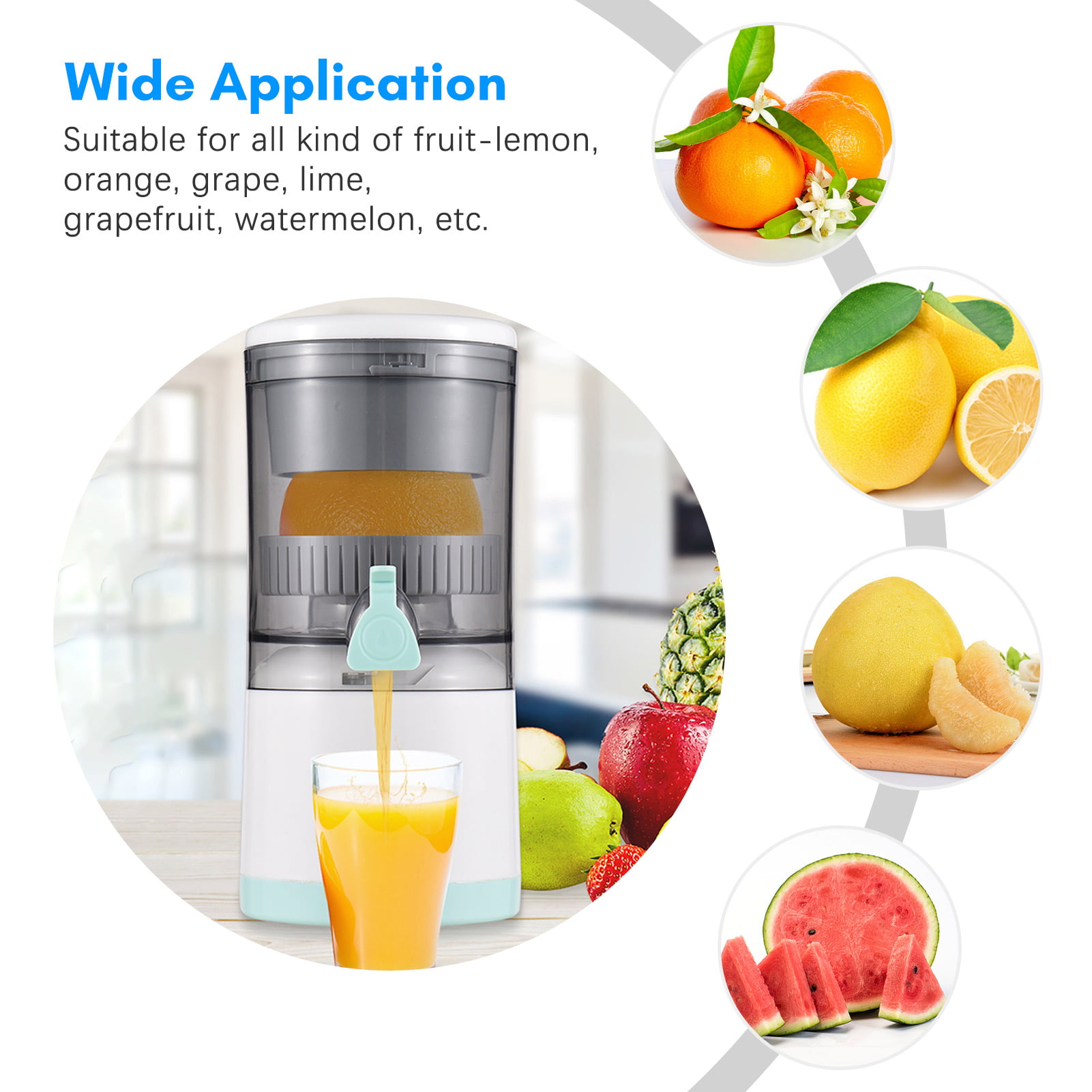 Electric Juicer Rechargeable,Portable Kitchen Gadget for making Orange  Juice,Squeezing Oranges,Lemons,Kiwi Fruit,Grapefruits,and Citrus  Juices.Comes