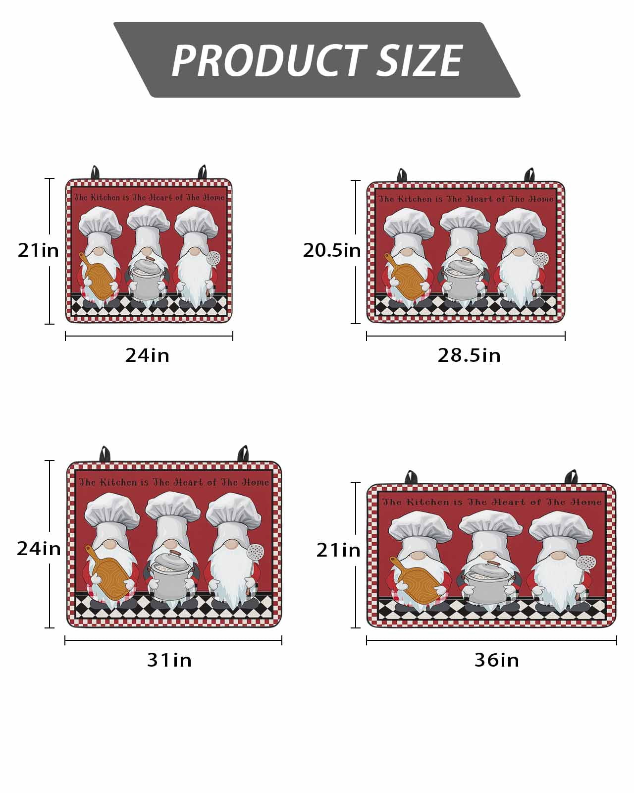 The Chef Stove Top Covers for Electric Stove, 28'x20'' Gnome Kitchen Black Buffalo Plaid Red Glass Ceramic Stove Cover Foldable Rubber Mat Heat Resistant Cooktop Protector for Kitchen