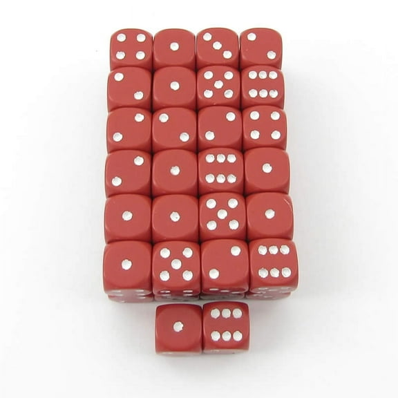 Red Opaque Dice with White Pips D6 12mm (1/2in) Bulk Pack of 50 Wondertrail