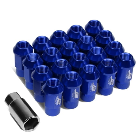 J2 Engineering LN-T7-008-15-BL J2 Engineering 7075 -T6 Forged Aluminum M12X1.5 20Pcs 44mm Height Open -End Lug Nut Set w / Socket Adapter (Blue)