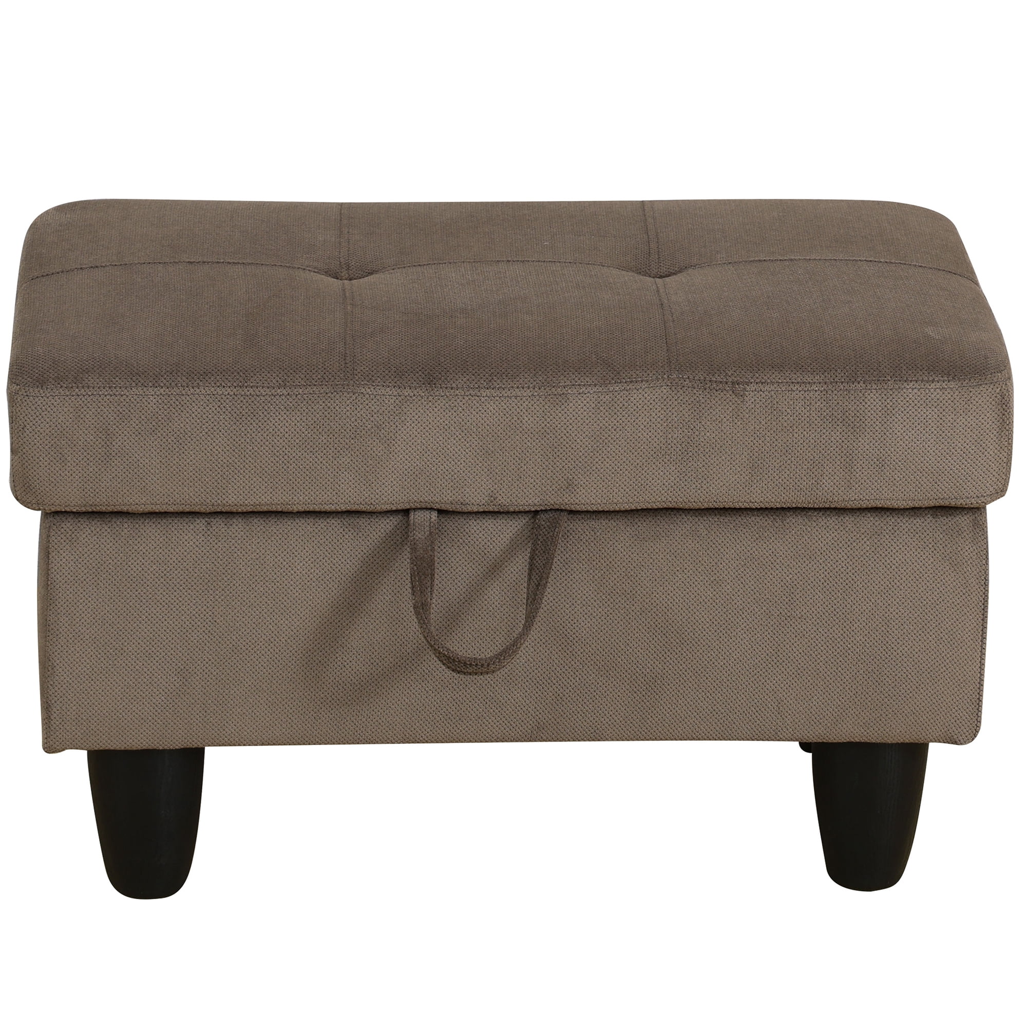 WRTEYEUI Ottoman Rectangular Storage Ottoman Bench, Flannel Footrest Stool Footstool with Lid for Living Room, Bedroom, Entryway, Brown, 28.5"x19"x17.5"