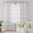 thumbnail image 6 of 72 Inch Sheers for Windows Curtains, White Floral Embroidered Semi Sheer Curtains Voile Grommet Farmhouse Window Treatments Set for Living Room, Bedroom, 52" W x 72" L, 2 Panels, 6 of 9