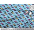 thumbnail image 3 of Soimoi Blue Poly Georgette Fabric Colorful Cars Transport Print Sewing Fabric Yard 52 Inch Wide, 3 of 3