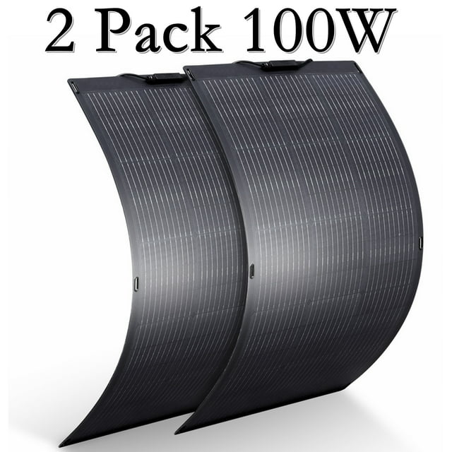 ALLPOWERS 2 Pack 100 Watt Solar Panel, Flexible, Monocrystalline, IP68 Waterproof, with MC-4 Port, Portable Solar Panel Charger for Camping, RV, Boat, Motorhomes, Home Backup, Generator, Power Station