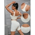 thumbnail image 3 of Unique Bargains Women's 4 Piece High Waist Shorts Gyms Pilates Sets Sports Bras M White, 3 of 6