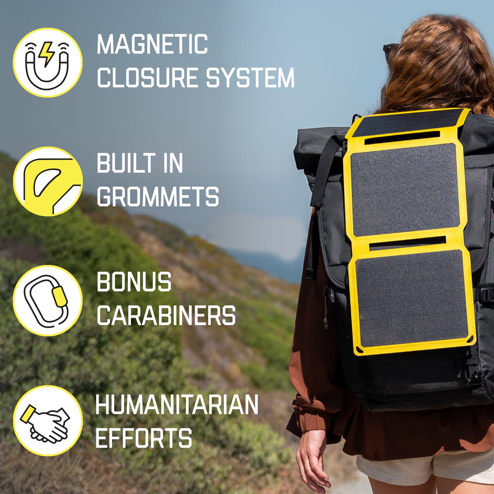 SunJack 15 Watt Portable USB Solar Panel with 10000mAh Power Bank for Cell Phones, Tablets