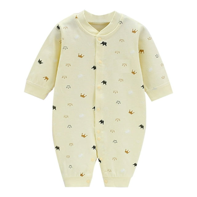 MeetoTime Baby Clothes Cotton Jumpsuits Buttons V-Neck Long Sleeved Long Newborn Infant Rompers Crawling Clothes