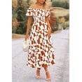 thumbnail image 3 of PRETTYGARDEN Women's Summer Boho Midi Dress Off Shoulder Puff Sleeve Print Smocked Ruffle Beach Long Flowy Dresses, 3 of 6