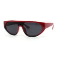 thumbnail image 2 of Retro Flat Top Shield Racer Plastic Subtle Cat Eye Sunglasses Red Black - Black, 2 of 4