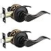 thumbnail image 3 of 2 Pack Oil Rubbed Bronze Door Handles without Keys, Interior Door Knobs for Hallway/Closet/Storeroom, Non-Lock Passage Door Knobs, Elegant Wave Design, Reversible for Left/Right Handed Doors, 3 of 4
