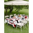 Abstract Lines Rectangle Outdoor Tablecloth with Umbrella Hole Black ...