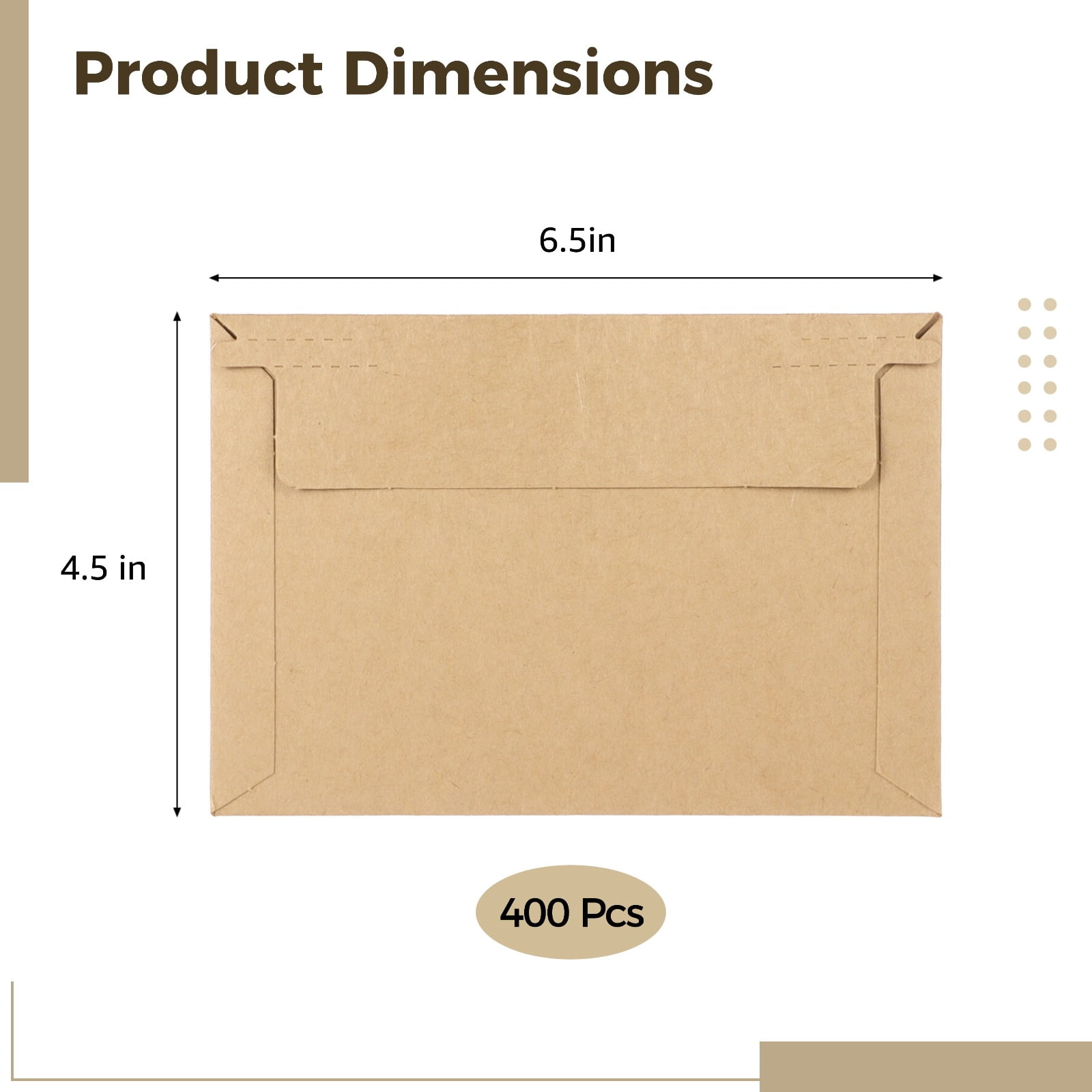 400 PCS Rigid Photo Mailers, 6.5 x 4.5 in Self-Adhesive Kraft Paper Shipping Envelopes for Photos, Documents, Cards, Invitations, Bulk Mailing Supplies for Business