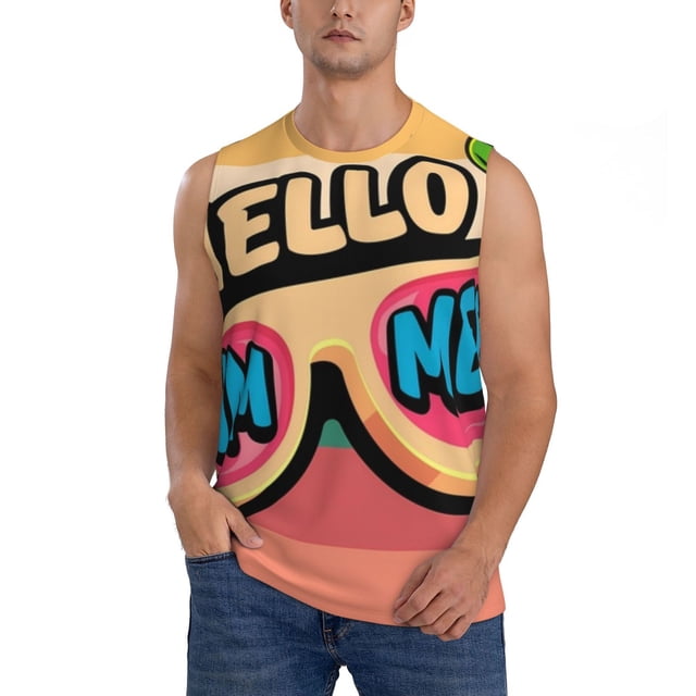 Balery Hello Summer Camisetas sin mangas para hombre, absorbe la humedad y protege contra el mal olor.-Medium
