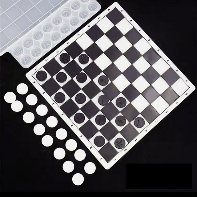 maskred Silicone Échecs Moule Résine DIY Anti-Adhésif Réutilisables Mignon Main Moules Résistants à la Chaleur 3D Artisanats Gagets Échiquier 2PCS