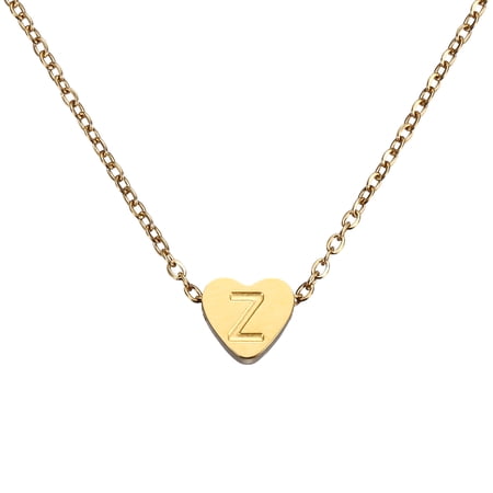 Uxcell Initial Heart Necklace for Women, 18K Gold Plated Stainless Steel Chain Dainty Personalized Name Letter Z Pendant Necklaces for Woman Jewelry Gifts, Gold Tone