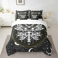 thumbnail image 2 of Death Moth 7 Pcs Comforter Set Full Size Boho Gothic Skull Bedding Set For Teens Golden Sun Moon Bed In A Bag Sheet Set Bohemian Style Galaxy Duvet Set, 2 of 5