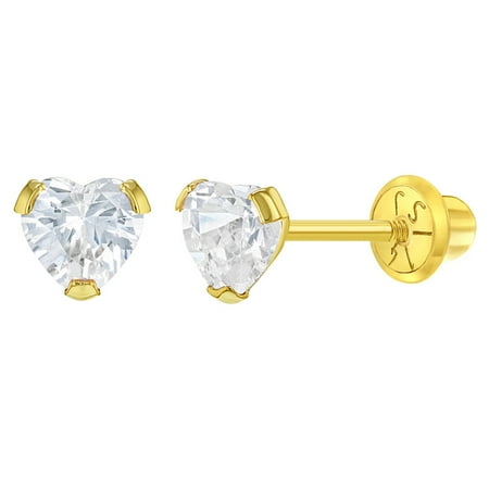 14k Or Jaune Cz Petit Coeur Revisser Boucles D Oreilles Pour Bebe En Bas Age Les Jeunes Filles Walmart Canada