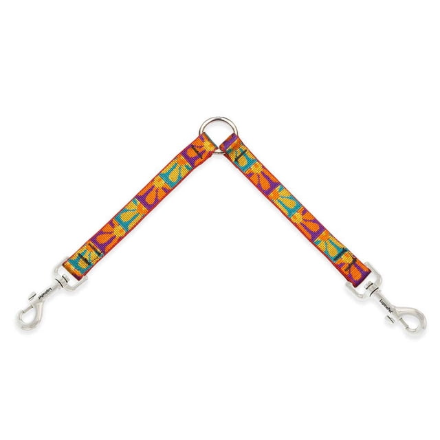 Coupler for Walking Two Medium or Larger Dogs Together, 3/4" Wide Crazy Daisy Design by Lupine, 24" Long