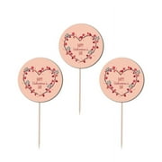 Valentines Cupcake Toppers Alexis Glitter Cardstock Set of 12 pcs